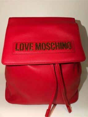 Love Moschino Bright Red Logo Drawstring Backpack